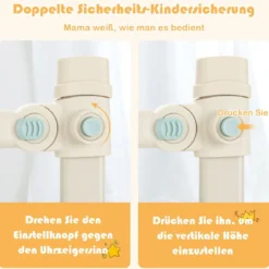 Bettschutzgitter Bettgitter für Kleinkinder Vertikales 180 cm Bettgeländer mit Doppeltem Verschluss Grau