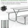 Bierzeltgarnitur mit Wetterfester HDPE-Tischplatte & Schirmloch Biertischgarnitur 183 cm Grau