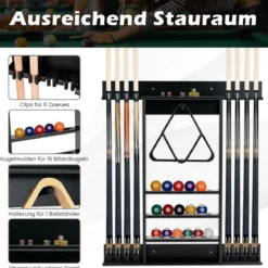 Billard Queue Halter Wandmontage Wandqueuehalter Kiefernholz für 8 Queues