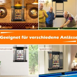 Billard Queue Halter Wandmontage Wandqueuehalter Kiefernholz für 8 Queues