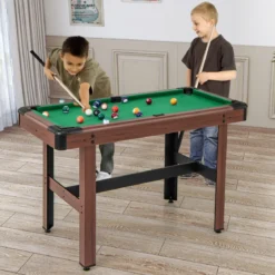 Billardtisch aus Holz mit 2 Queues 2 Kreiden & Dreieck & Bürste Billlard Tisch Tischbillard