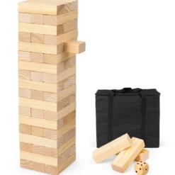 54 Blöcke aus Kiefernholz Verflixter Turm-Spiel Bauklötze Spiel 5 x 3,3 x 15,2 cm Natur