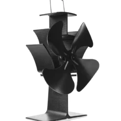 4 Blätter Schwarz Ofenventilator Kaminlüfter Ventilator mit USB