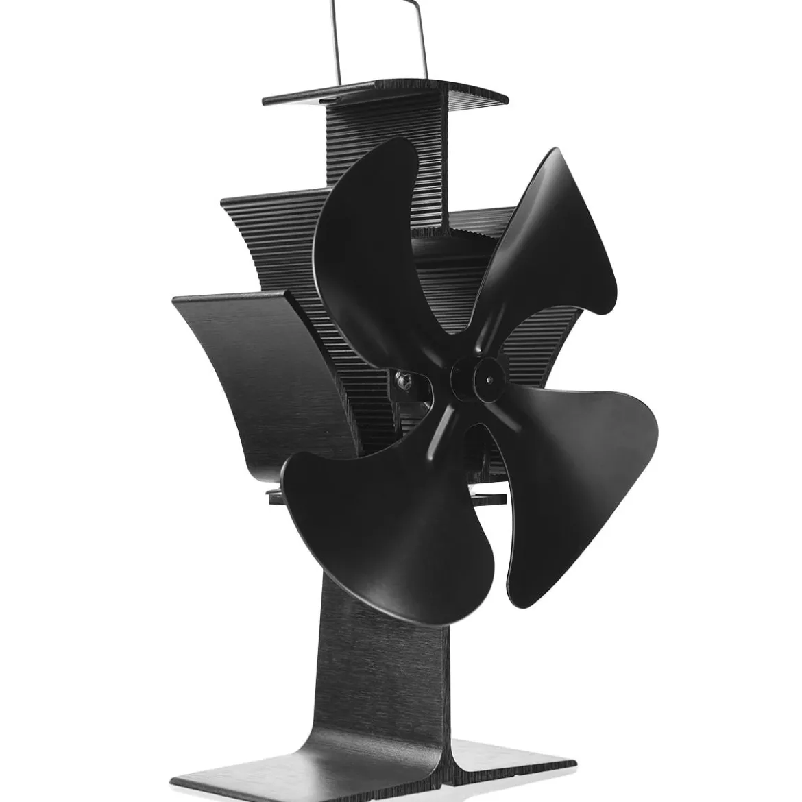4 Blätter Schwarz Ofenventilator Kaminlüfter Ventilator mit USB