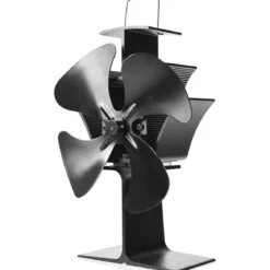 4 Blätter Schwarz Ofenventilator Kaminlüfter Ventilator mit USB