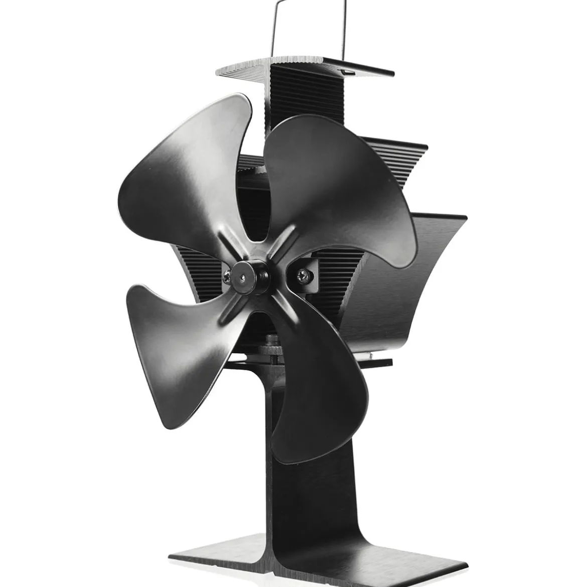 4 Blätter Schwarz Ofenventilator Kaminlüfter Ventilator mit USB