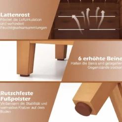 Blumenkasten mit Gartenbox & Deckel Auflagenbox mit Pflanzkübel aus Holz Paketbox Natur