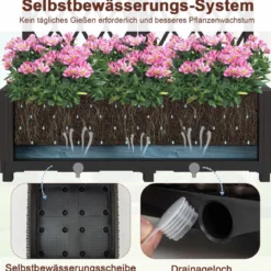 Blumenkasten mit Rankgitter Pflanzkasten für Kletterpflanzen Hochbeet mit Spalier 80 x 40 x 122 cm Braun