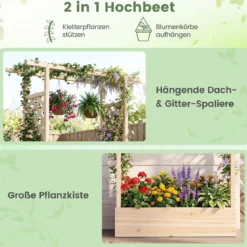 Blumenkasten mit Rankgitter Pflanzkasten mit Rankhilfe & Hängendem Dach Sichtschutz Orange