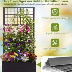 Blumenkasten Pflanzkasten mit Rankgitter Pflanzkübel aus Verzinktem Stahl 90 x 40 x 180,5 cm
