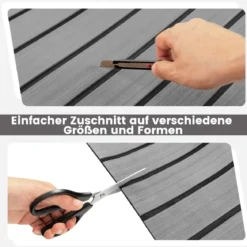 Bodenbelag für Boote Selbstklebend aus EVA-Schaumstoff Rutschfest 240 x 90 cm Grau