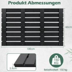 Bodenelement für Solardusche WPC + 60L Solardusche inkl. Abdeckung Gartendusche Set Schwarz
