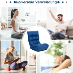 Boden-Klappstuhl 4-Fach Verstellbares Gaming-Bodensofa mitRückenlehne Blau