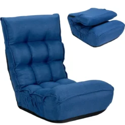 Boden-Klappstuhl 4-Fach Verstellbares Gaming-Bodensofa mitRückenlehne Blau