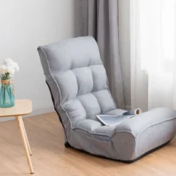Boden-Klappstuhl 4-Fach Verstellbares Gaming-Bodensofa mitRückenlehne Grau