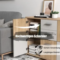 Bodenschrank mit großem Fassungsvermögen 2 Schubladen und 5 Türen bequeme Griffe und rutschfeste Untersetzer hölzerner Lagerschrank