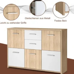 Bodenschrank mit großem Fassungsvermögen 2 Schubladen und 5 Türen bequeme Griffe und rutschfeste Untersetzer hölzerner Lagerschrank