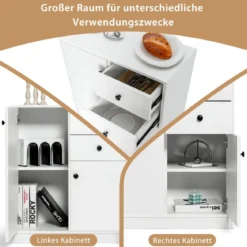 Bodenschrank Moderner Lagerschrank mit 2 Türen 72 x 34 x 85,5 cm Weiß