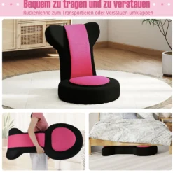 Bodensessel faules Sofasessel mit verstellbarer Kopf- & Rückenlehne schwammgepolsterte Sitzkissen Rosa