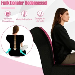 Bodensessel faules Sofasessel mit verstellbarer Kopf- & Rückenlehne schwammgepolsterte Sitzkissen Rosa