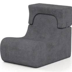 Bodensessel für Erwachsene Lazy Sofa mit abnehmbarem Kopfstütze waschbarer Eisveloursbezug Grau