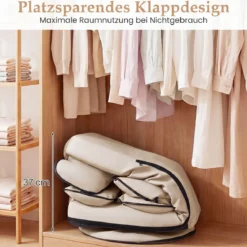 Bodensessel Klappbar mit 6-fach Verstellbarer Rückenlehne 55 x 55-117 x 20-76 cm Beige