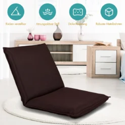 Bodensofa Bodensessel mit 6- stufig Verstellbarer Rückenlehne Meditationsstuhl Kaffee