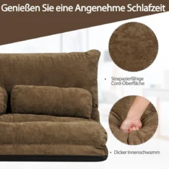 Bodensofa Bodenstuhl 6-stufig einstellbares Bodensessel 180 x 98 x 18 cm Kaffee