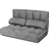 Bodensofa Einstellbares Bettsofa Schlafcouch Lazy Sofa Bett mit 2 Kissen Grau