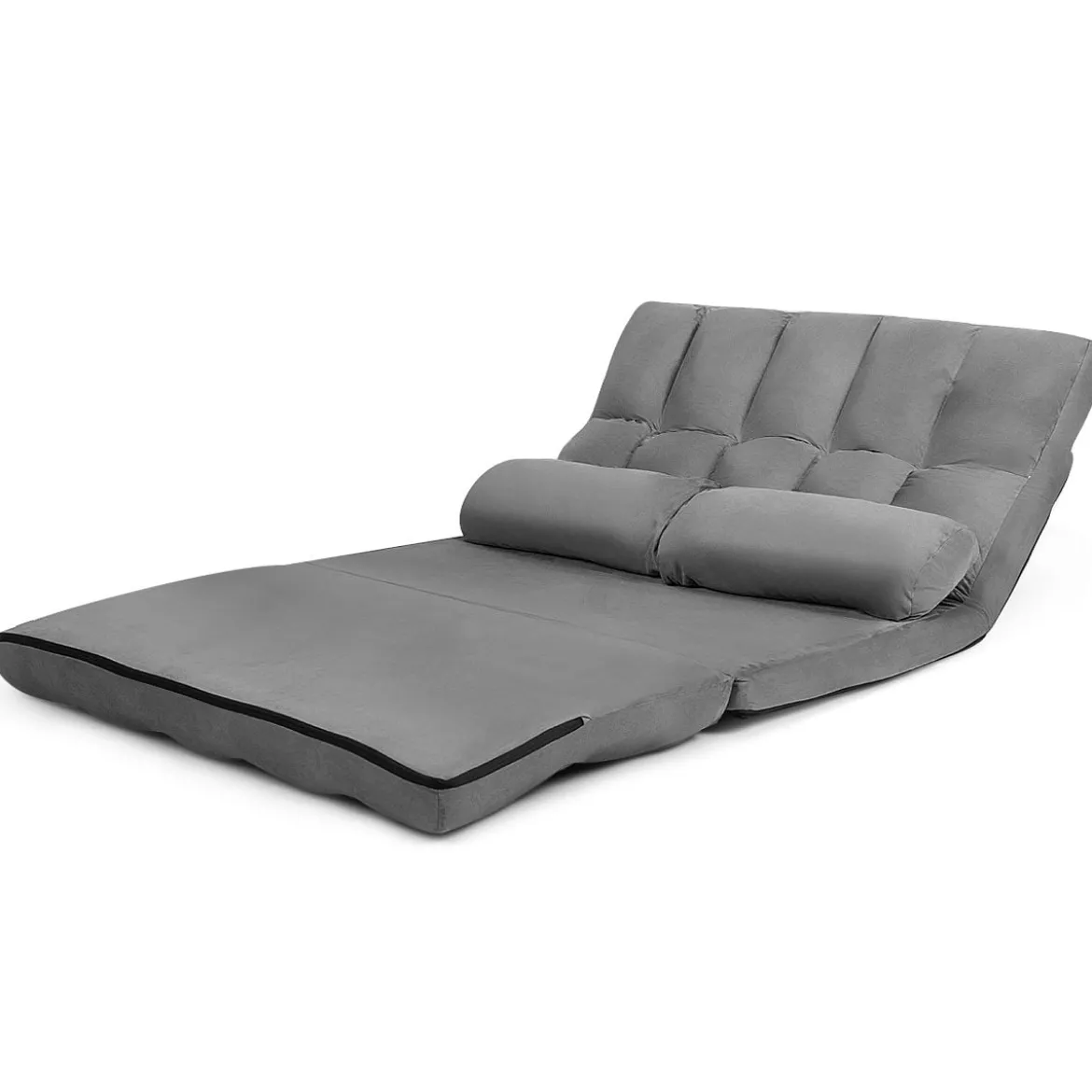 Bodensofa Einstellbares Bettsofa Schlafcouch Lazy Sofa Bett mit 2 Kissen Grau