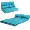 Bodensofa Einstellbares Bettsofa Schlafcouch Lazy Sofa Bett mit 2 Kissen Blau