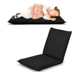 Bodensofa gepolsterter Bodenstuhl verstellbarer Gaming-Stuhl Lazy Sofa Fensterstuhl Schwarz