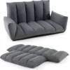 Bodensofa mit 5-Fach Verstellbarer Rückenlehne & Armlehnen Relaxsessel für Wohnzimmer Grau