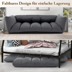 Bodensofa mit 5-Fach Verstellbarer Rückenlehne & Armlehnen Relaxsessel für Wohnzimmer Grau