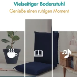Bodenstuhl Bodensessel Bodensofa verstellbarer Gaming-Stuhl bequeme Rückenlehne Marineblau