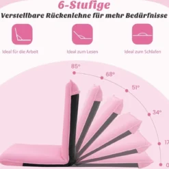 Bodenstuhl Bodensessel mit 6- stufig Verstellbarer Rückenlehne Game Sessel gepolstert Rosa