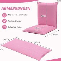 Bodenstuhl Bodensessel mit 6- stufig Verstellbarer Rückenlehne Game Sessel gepolstert Rosa