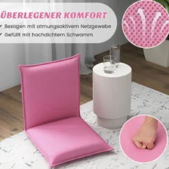 Bodenstuhl Bodensessel mit 6- stufig Verstellbarer Rückenlehne Game Sessel gepolstert Rosa