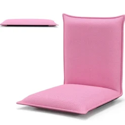Bodenstuhl Bodensessel mit 6- stufig Verstellbarer Rückenlehne Game Sessel gepolstert Rosa