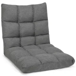 Bodenstuhl mit 14-fach Verstellbarer Lehne Bodensessel aus Schaumstoff 106,5 x 55,5 x 10 cm Dunkelgrau