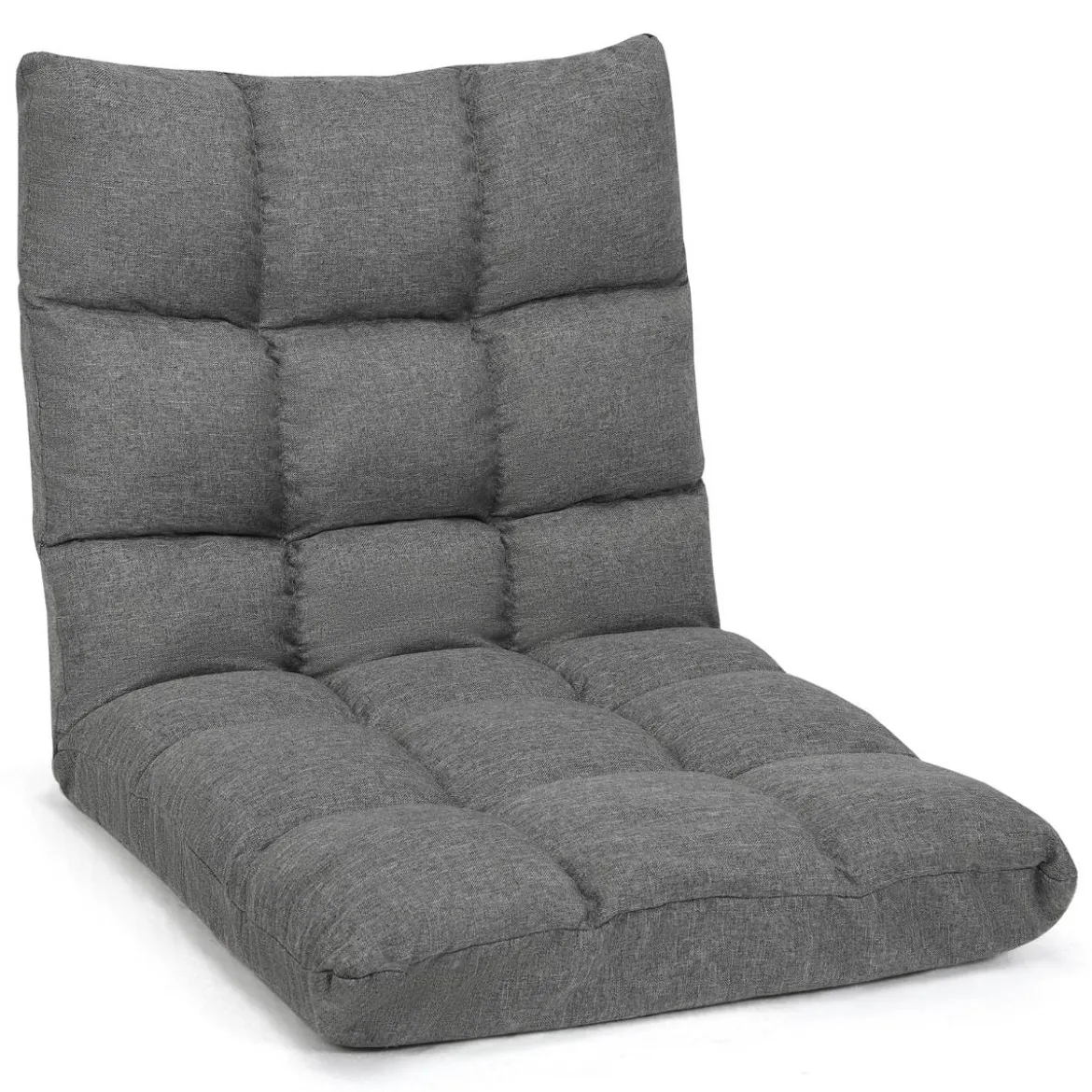Bodenstuhl mit 14-fach Verstellbarer Lehne Bodensessel aus Schaumstoff 106,5 x 55,5 x 10 cm Dunkelgrau
