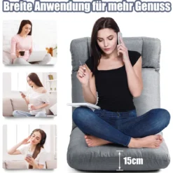 Bodenstuhl Tatami Schlafsessel Bodensessel Relaxsessel Sofastuhl Liegenfunktion Grau