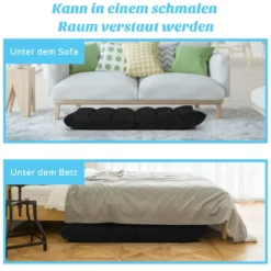 Bodenstuhl verstellbar Bodensessel gepolstert Bodenkissen mit Rückenlehne Rabenschwarz