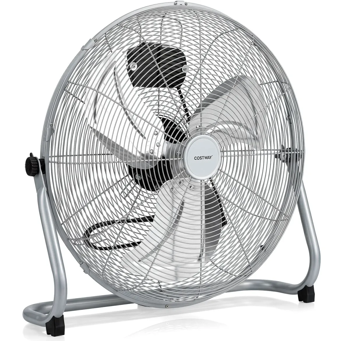 Bodenventilator φ51cm Windmaschine 160W mit 3 Geschwindigkeitsstufen Boden Ventilator im Chrom Design Silber