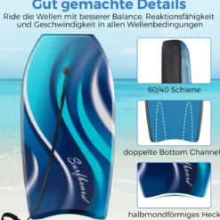 Bodyboard für Kinder Surfbrett mit EPS-Kern XPE-Deck HDPE-Unterseite & Handgelenkschlaufe 104cm
