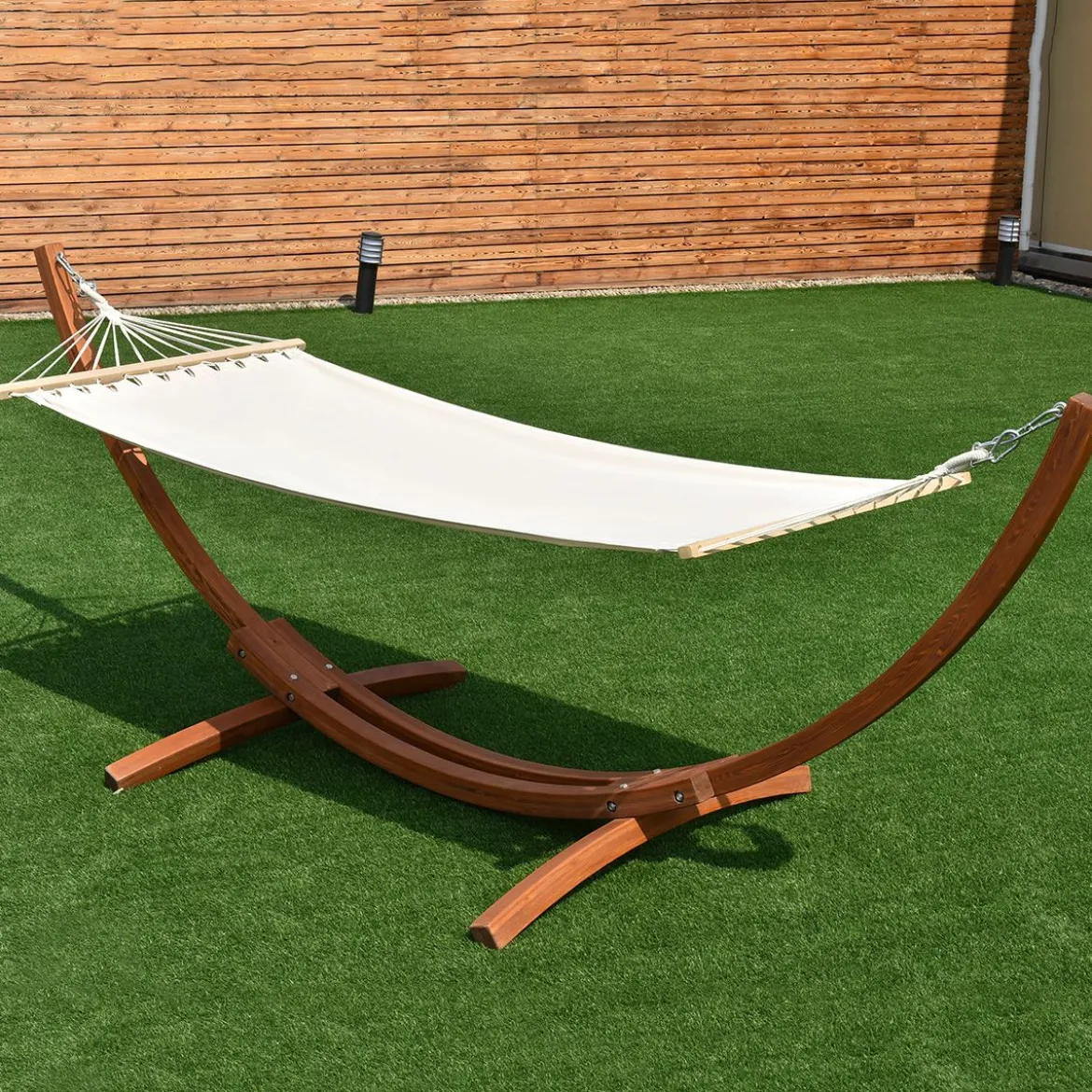 Bogenförmiges Hängemattengestell aus Holz Hängemattenständer Hängeschaukel 313x115x120cm