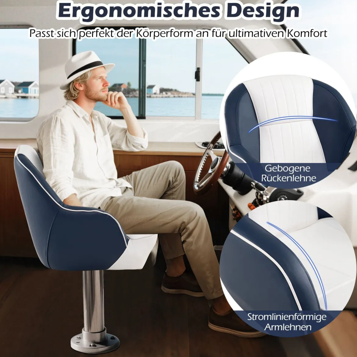 Bootssitz Bootsstuhl mit dicker Schaumstoffpolsterung wasserbeständigem PVC-Leder55 x 41 x 50 cm