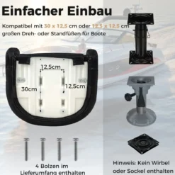 Bootsstuhl mit Hochklappbarer Nackenrolle & Wasserfestem PVC-Lederbezug Steuerstuhl