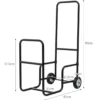 Brennholz-Transporter Holzlagerwagen mit 2 Räder Kaminholzregal Metall 57 x 41,5 x 90 cm Schwarz