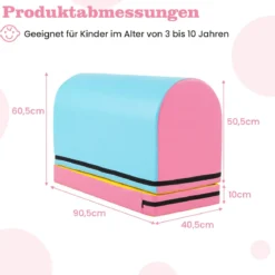 Briefkasten-Turnmatte Gymnastik-Sprungkasten mit abnehmbarem Mattenauflage Tragegriff Kunstleder Bunt